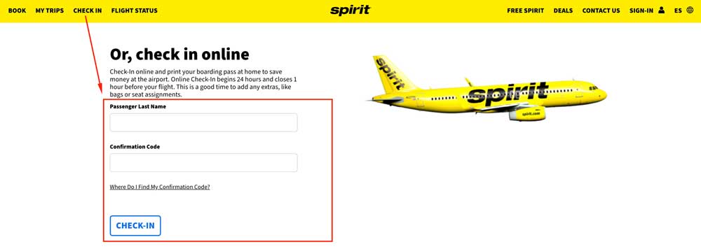 Spirit Airlines Check-In Online